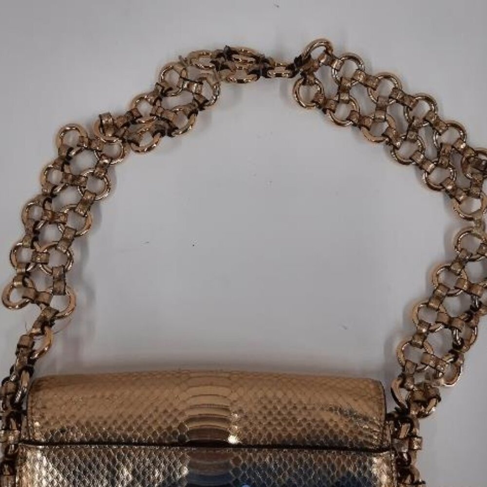 Michael Kors Gold Python Embossed Leather Piper S… - image 5